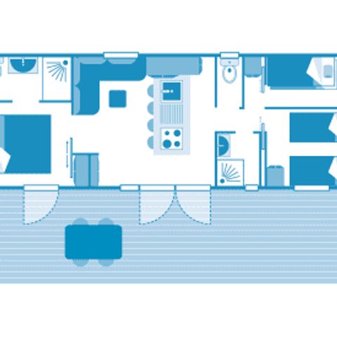 Mobilheim 6 Personen - Cottage 6p 3ch Premium