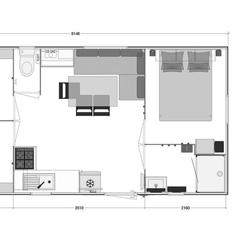 Mobilheim 6 Personen - Cottage PREMIUM 3 Zimmer 6 Pers.