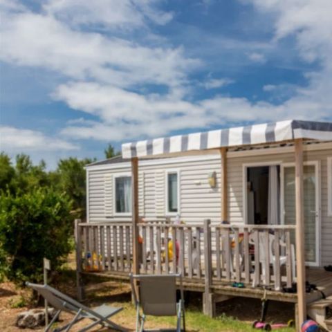 Mobilheim 5 Personen - Großes Cottage Confort - Halbüberdachte Terrasse