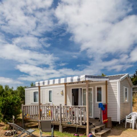 Mobilheim 5 Personen - Großes Cottage Confort - Halbüberdachte Terrasse