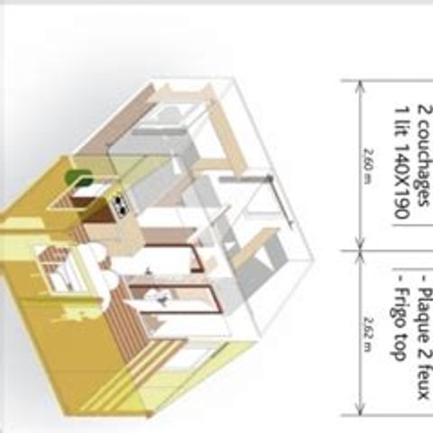 Bungalowzelt 5 Personen - TITHOME, mit Toilette ohne Dusche