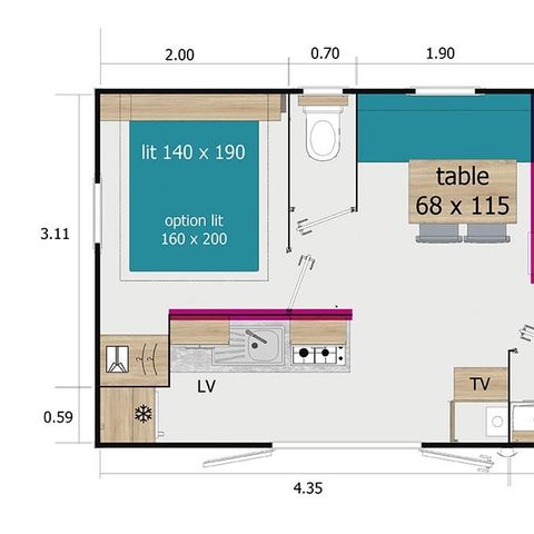 Mobilheim 4 Personen - Lodge 64