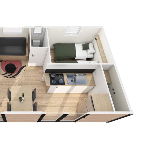 Mobilheim 4 Personen - Nest 29 - 2 Zimmer 30 m² + halbüberdachte Terrasse