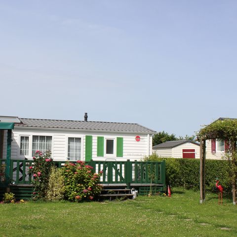 Mobilheim 4 Personen - Mobilheim Premium Villa 2 Zimmer - 40 m² + halbüberdachte Terrasse + großer Garten