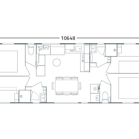 Mobilheim 8 personen - PRESTA + 40 m² – 4 Schlafzimmer, 2 Badezimmer, TV + Klimaanlage