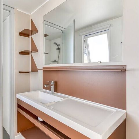 Mobilheim 6 Personen - Premium | 3 Schlafz. | 6 Pers. | Terrasse Lounge | Klimaanlage | TV