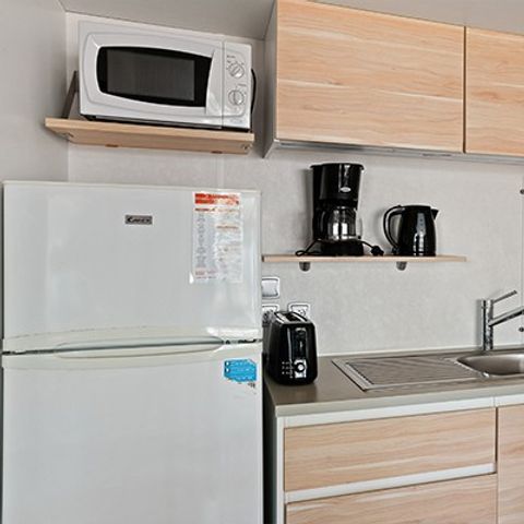 Mobilheim 4 personen - Comfort XL | 2 Schlafz. | 4 Pers. | Erhöhte Terrasse | TV