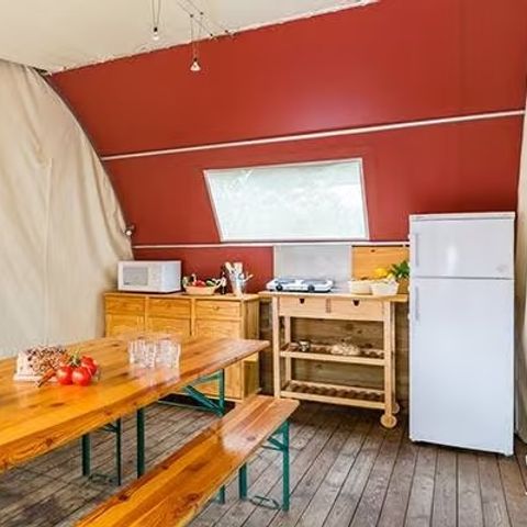 Bungalowzelt 8 personen - Explorer | 4 Schlafz. | 6/8 Pers. | Nicht überdachte Hochterrasse | Ohne Bad