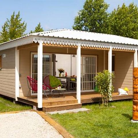 Mobilheim 7 personen - Chalet | Comfort XL | 3 Zi. | 5/7 Pers. | Erhöhte Terrasse | Klimaanlage | TV