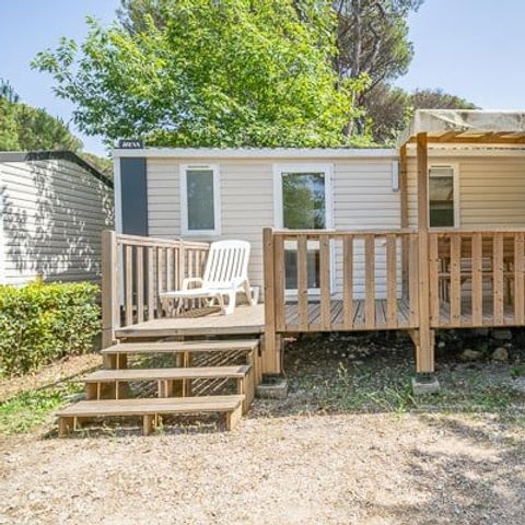 Mobilheim 5 personen - Comfort | 2 Zi. | 5 Pers. | Erhöhte Terrasse | 2 Bäder | Klimaanlage | TV