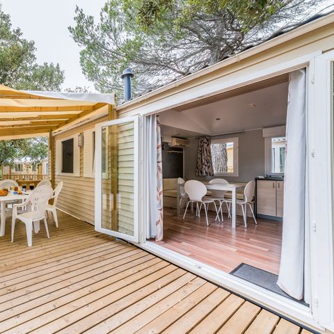 Mobilheim 6 personen - Comfort XL | 3 Zi. | 6 Pers. | Erhöhte Terrasse | Klima.