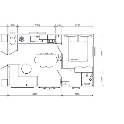 Mobilheim 6 Personen - Mobilheim | Comfort | 3 Zi. | 6 Pers. | Erhöhte Terrasse | Clim.