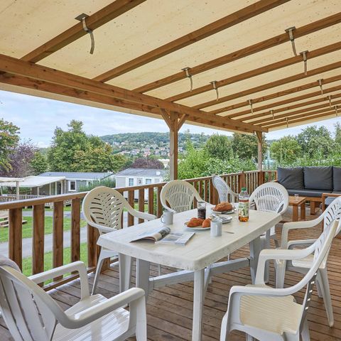 Mobilheim 4 Personen - Mobilheim | Premium Exclusive | 2 Zi. | 4 Pers. | Terrasse Lounge | Klima | TV