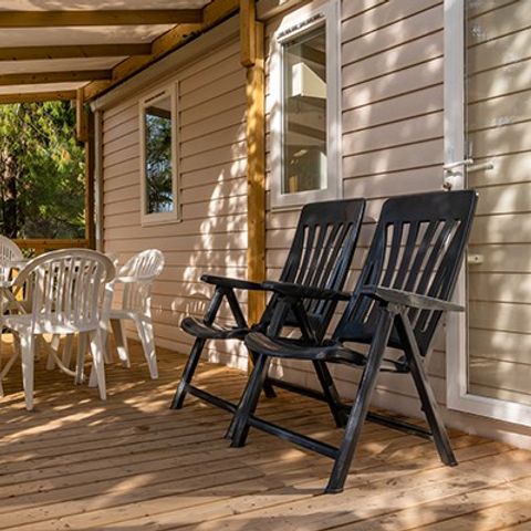 Mobilheim 6 personen - Comfort | 3 Schlafz. | 6 Pers. | Erhöhte Terrasse | Klimaanlage