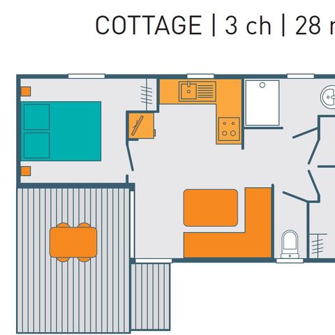 Mobilheim 6 Personen - COTTAGE PREMIUM - Les Pins | 6 pers.