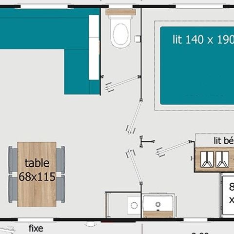Mobilheim 6 Personen - COTTAGE PREMIUM - Les Genêts | 4-6 Pers.