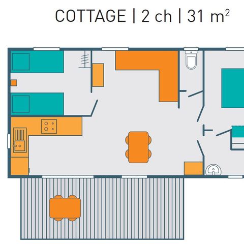 Mobilheim 6 Personen - COTTAGE PREMIUM - Les Genêts | 4-6 Pers.