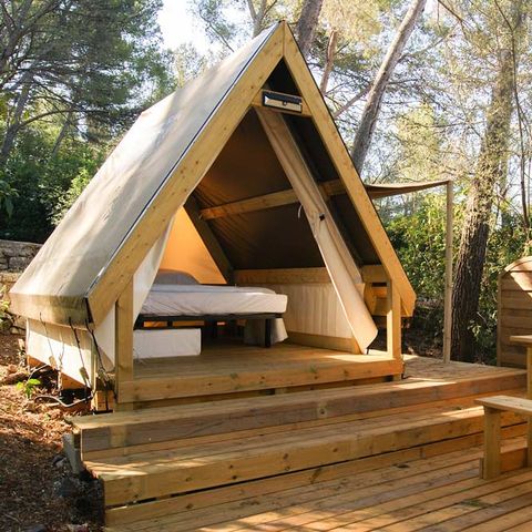 Mobilheim 10 Personen - NEW 2024 Cottage Gartenseite Jacuzzi (6/8P) PRESTIGE 3CH. 2SDB + TIPI 2 Schlafplätze