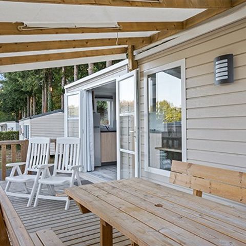 Mobilheim 4 personen - Comfort XL | 2 Schlafz. | 4 Pers. | Erhöhte Terrasse | Klimaanlage