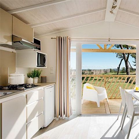 Mobilheim 4 personen - Komfort | 2 Zimmer | 4 Personen | Einfache Terrasse | 1 Badezimmer | Klimaanlage | TV