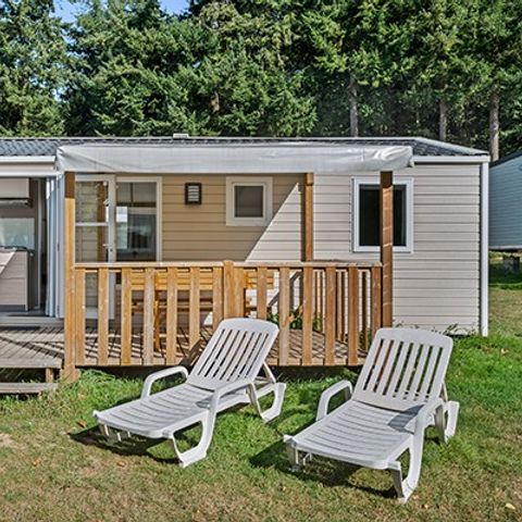 Mobilheim 6 Personen - Comfort XL | 3 Zi. | 6 Pers. | Erhöhte Terrasse | Klima.
