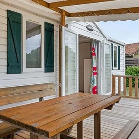 Mobilheim 6 personen - Comfort XL | 3 Zi. | 6 Pers. | Erhöhte Terrasse