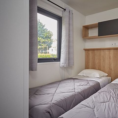 Mobilheim 6 personen - Premium Exclusive | 3 Zi. | 6 Pers. | Erhöhte Terrasse | Klimaanlage | TV