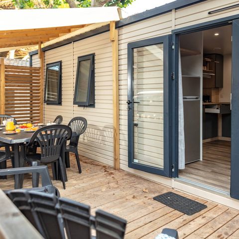 Mobilheim 8 Personen - Mobilheim | Comfort | 4 Zi. | 8 Pers. | Erhöhte Terrasse | 2 Bäder | Clim.