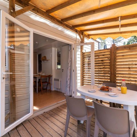 Mobilheim 6 personen - Comfort XL | 3 Zi. | 6 Pers. | Erhöhte Terrasse | Klima.
