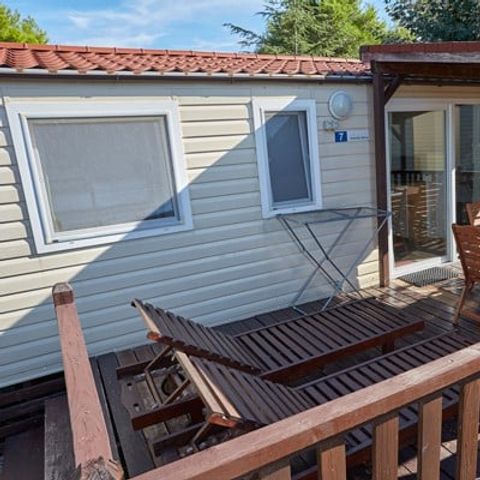 Mobilheim 6 personen - Comfort XL | 3 Zi. | 6 Pers. | Überdachte Terrasse | 2 Bäder | Klima.