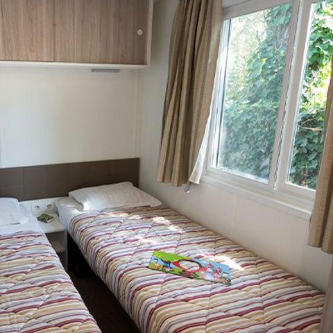 Mobilheim 6 personen - Comfort XL | 3 Zi. | 6 Pers. | Erhöhte Terrasse | 2 Bäder | Klima.