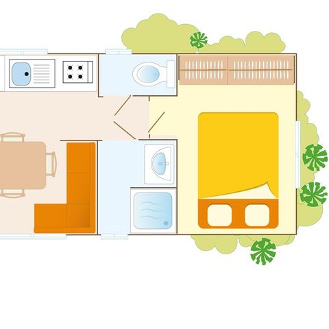 Mobilheim 4 personen - Classic XL | 2 Zi. | 4 Pers. | Einfache Terrasse