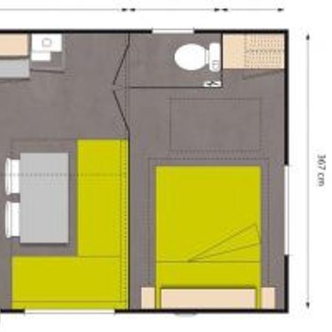 Mobilheim 4 personen - Comfort XL | 2 Schlafz. | 4 Pers. | Kleine Terrasse