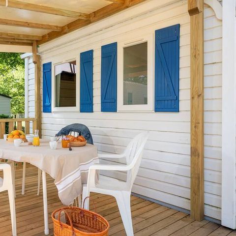 Bungalow 4 Personen - Mobilheim | Classic | 2 Zi. | 4 Pers. | Erhöhte Terrasse