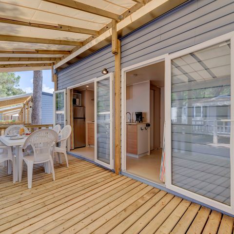 Mobilheim 6 Personen - Comfort | 2 Zi. | 4/6 Pers. | Erhöhte Terrasse | Klim.