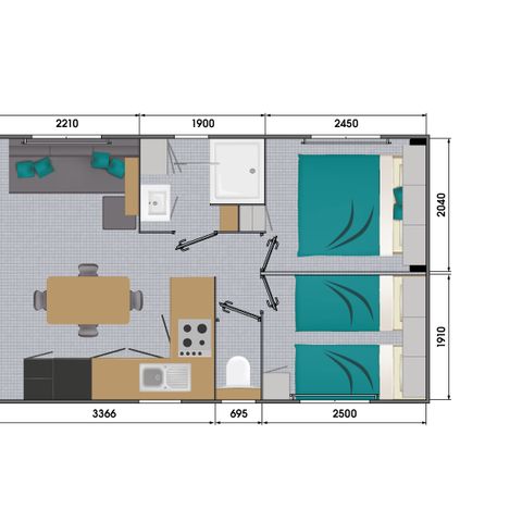 Mobilheim 5 Personen - Cottage Living - klimatisiert