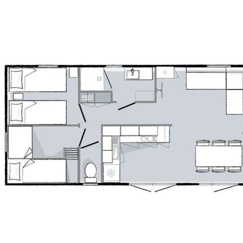 Mobilheim 6 Personen - Premium 6 Personen 3 Schlafzimmer 2 Badezimmer
