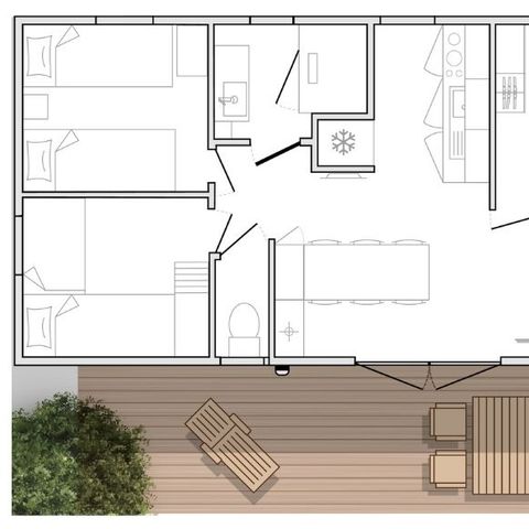 Mobilheim 6 Personen - Mahana 3 Zimmer 33m²