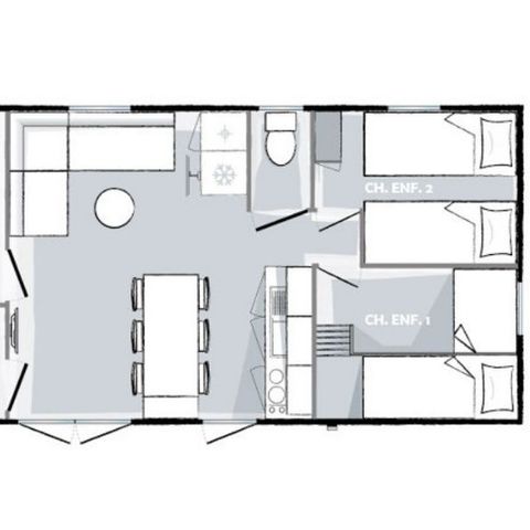 Mobilheim 6 Personen - Premium 3 Schlafzimmer 33m²