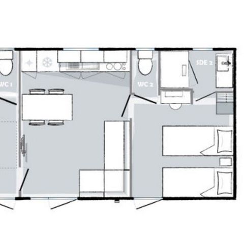 Mobilheim 6 Personen - Premium 2 Schlafzimmer 2 Badezimmer 33m²
