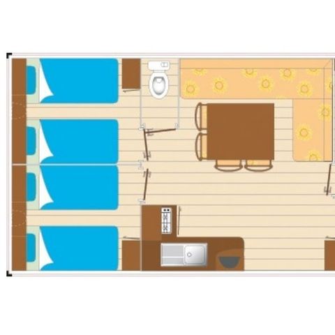 Mobilheim 6 personen - Mobil Home 3 zi 6 pl Halboffene Terrasse TV ohne Klimaanlage