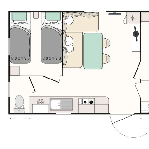 Mobilheim 7 Personen - Mobilheim Evasion+ 7 Personen 2 Zimmer 28m²