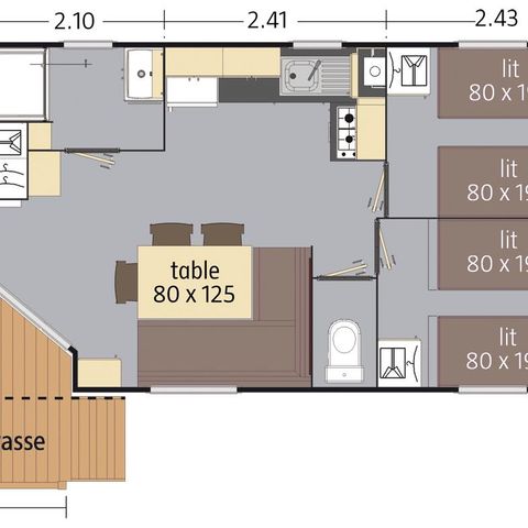 Mobilheim 6 Personen - Ciela Confort Compact - 3 Zimmer