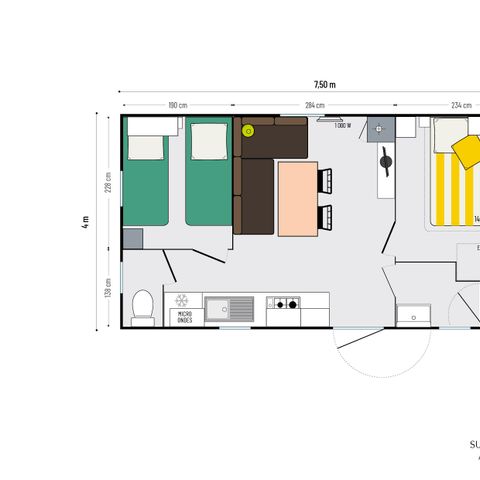 Mobilheim 4 Personen - Komfort Plus - 2 Zimmer
