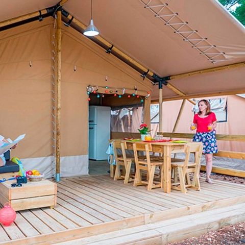 Safarizelt 6 personen - Zelt Safari | 3 Schlafz. | 6 Pers. | 1 Bad | Klimaanlage