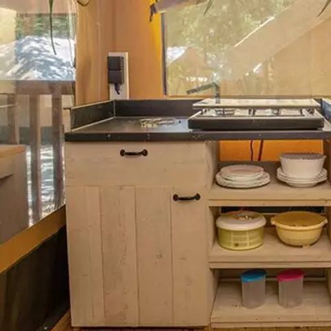Safarizelt 5 Personen - Super Lodge | 2 Schlafz. | 4/5 Pers. | Einfache Terrasse
