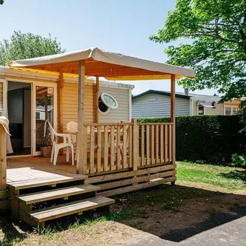Mobilheim 4 Personen - Comfort | 2 Zi. | 4 Pers. | Erhöhte Terrasse | 2 Bäder | Klimaanlage | TV