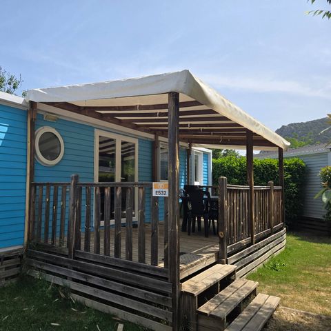 Mobilheim 6 personen - Premium | 3 Schlafz. | 6 Pers. | Erhöhte Terrasse | Klimaanlage | TV