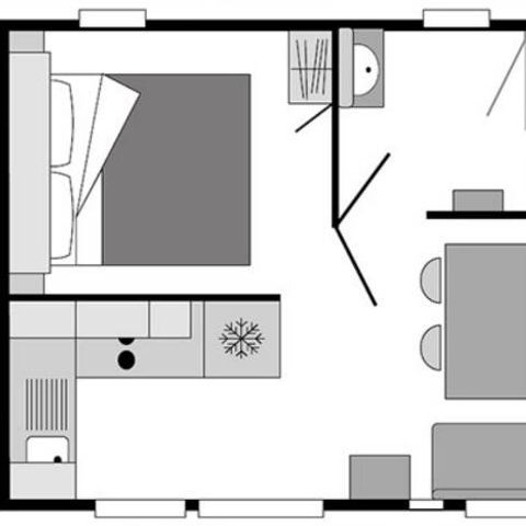 Mobilheim 2 personen - Mobilheim | Premium | 1 Schlafz. | 2 Pers. | Erhöhte Terrasse | Klimaanlage | TV
