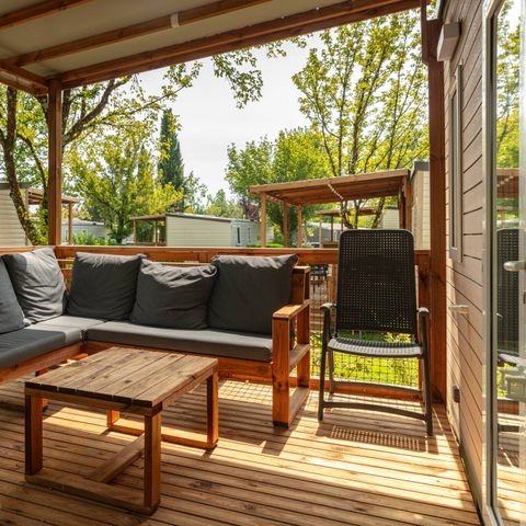 Mobilheim 6 Personen - Mobilheim | Premium | 3 Schlafz. | 6 Pers. | Terrasse Lounge | Klimaanlage | TV